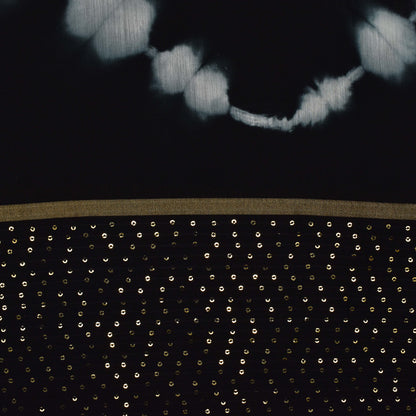 Multi Color Chanderi Tie & Die Border Embroidery Fabric