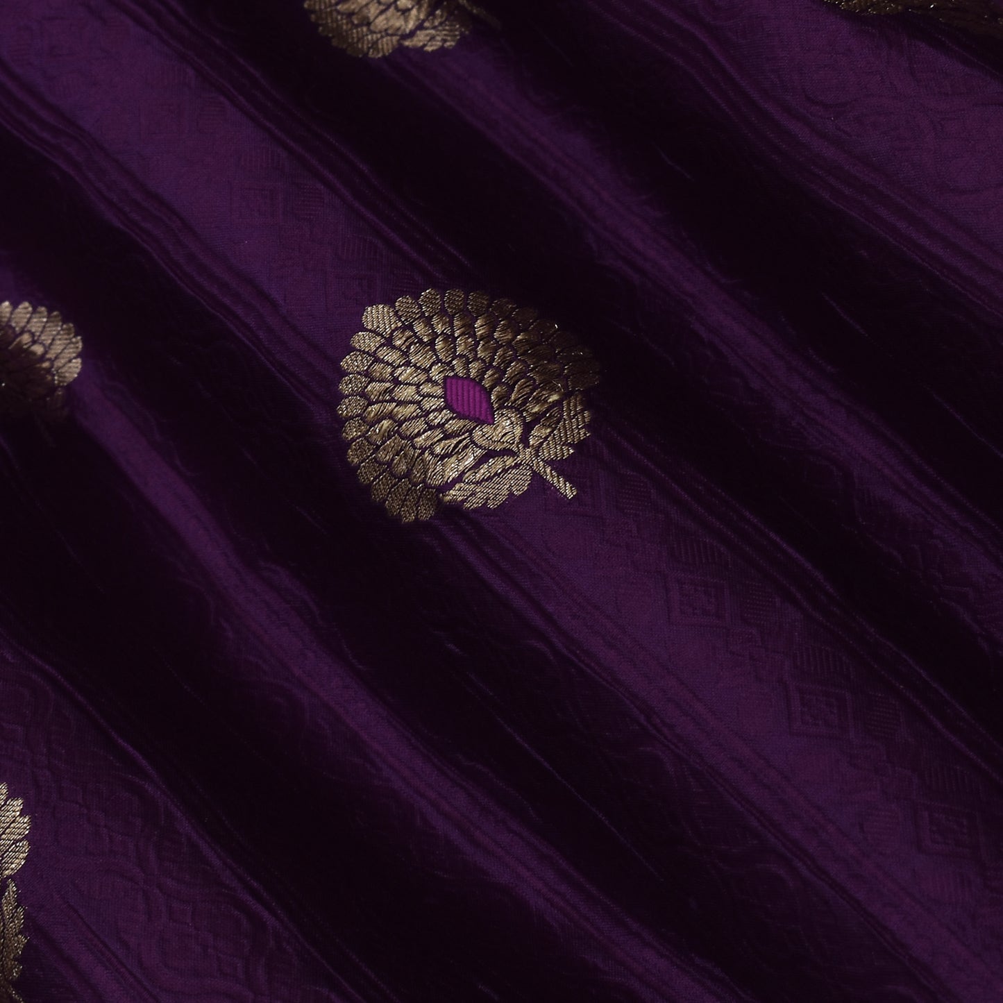 Purple Color Katan Meena Brocade Fabric