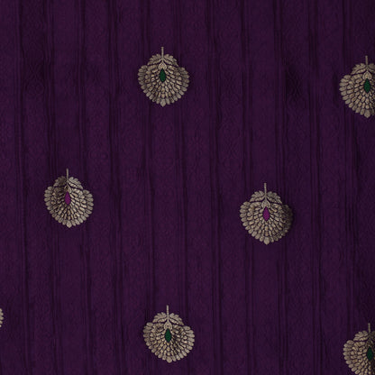 Purple Color Katan Meena Brocade Fabric