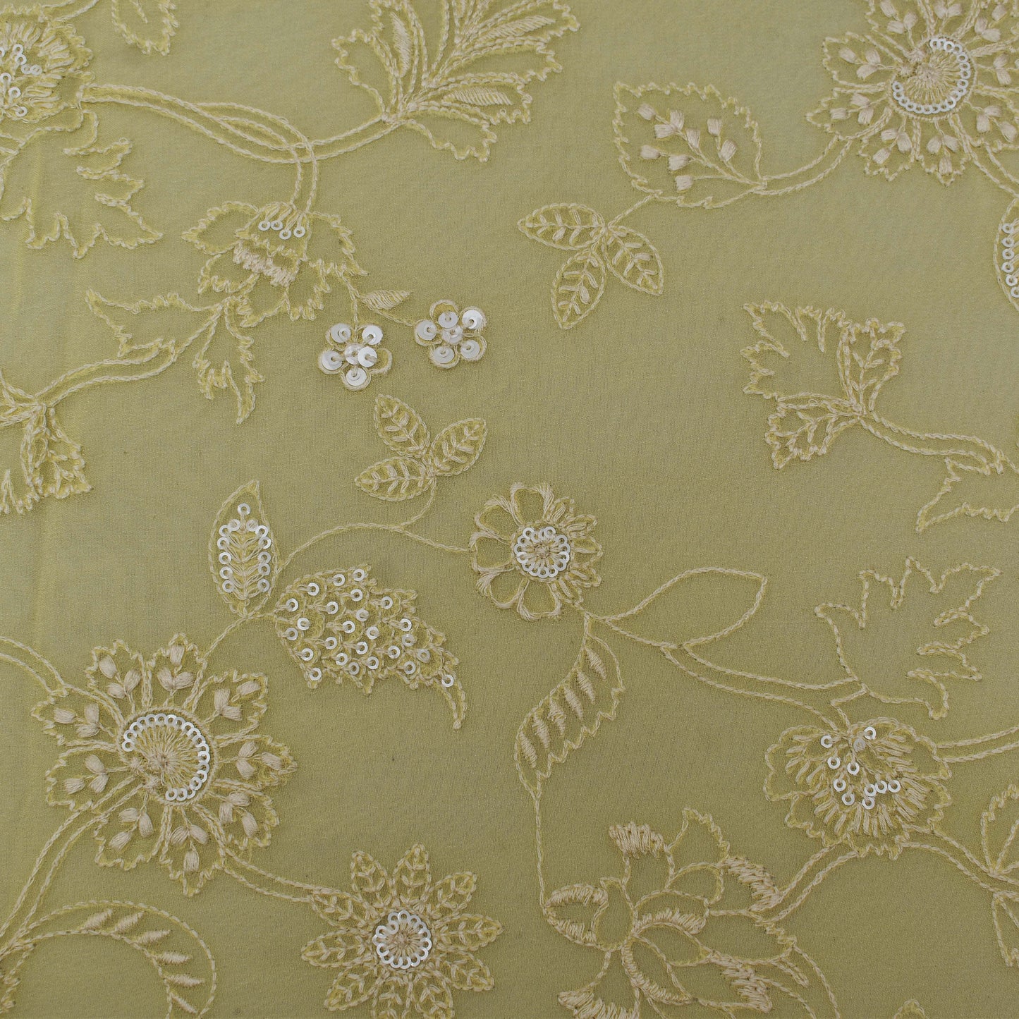 Lemon Color Georgette Embroidery Fabric