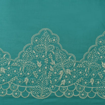 Rama Green Color Cotton Plazo Embroidery Fabric