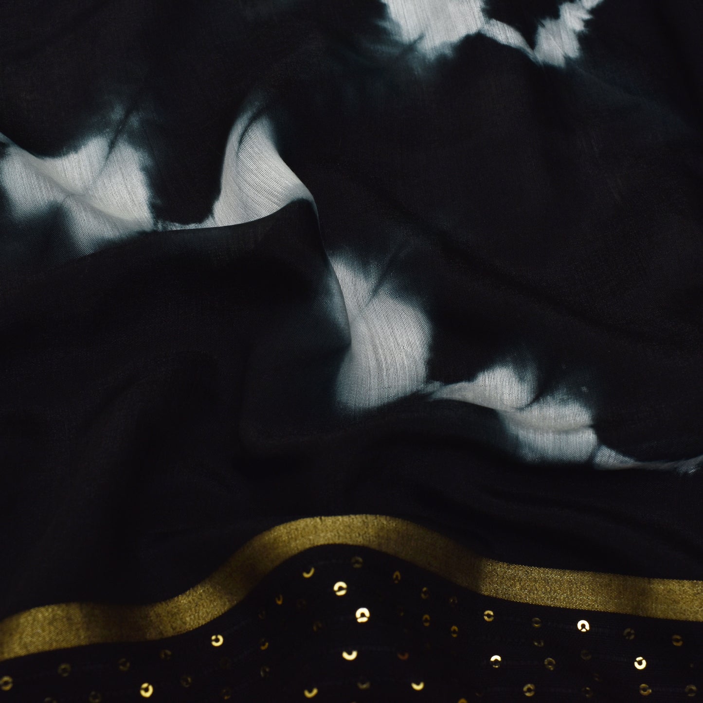 Multi Color Chanderi Tie & Die Border Embroidery Fabric