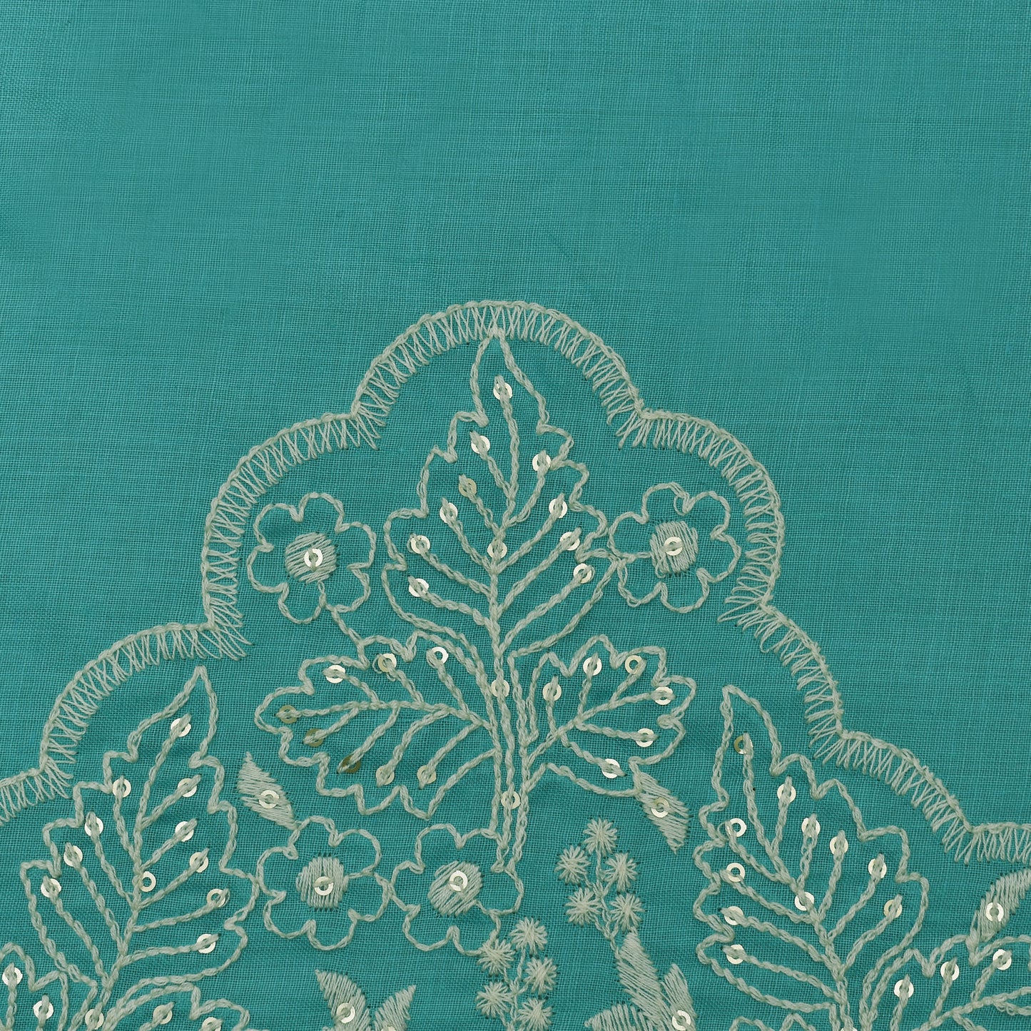 Rama Green Color Cotton Plazo Embroidery Fabric