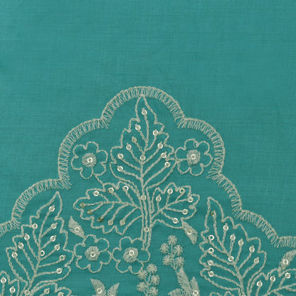 Rama Green Color Cotton Plazo Embroidery Fabric