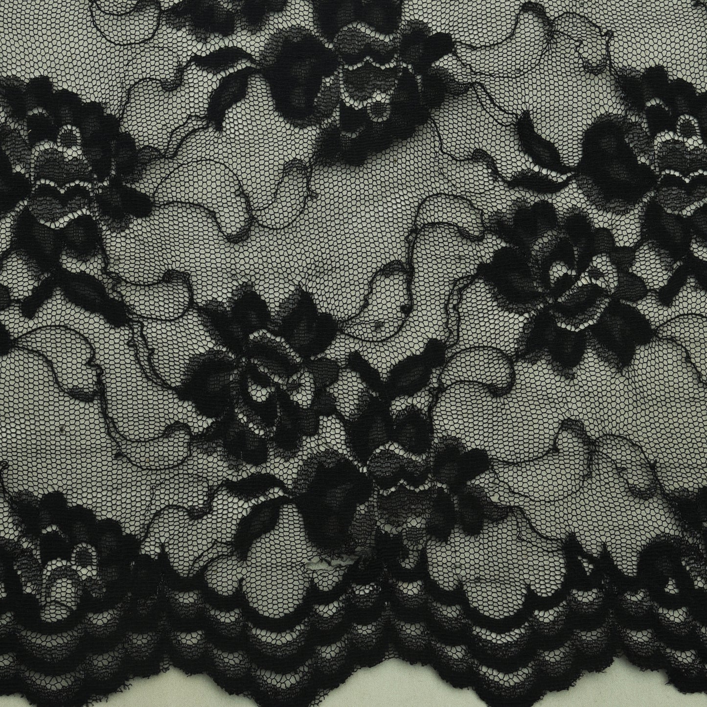 Black Color Chantilly Lace Fabric