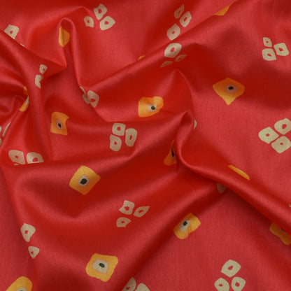 Magenta Color Slub Tussar Print Fabric