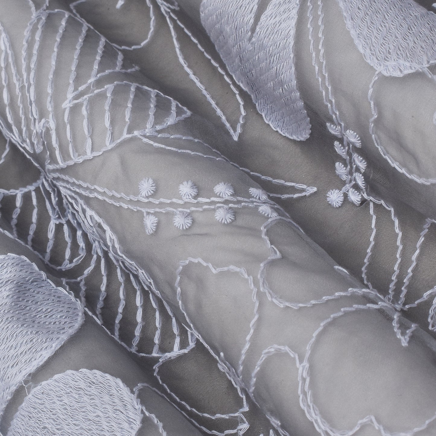 Grey Color Organza Embroidery Fabric