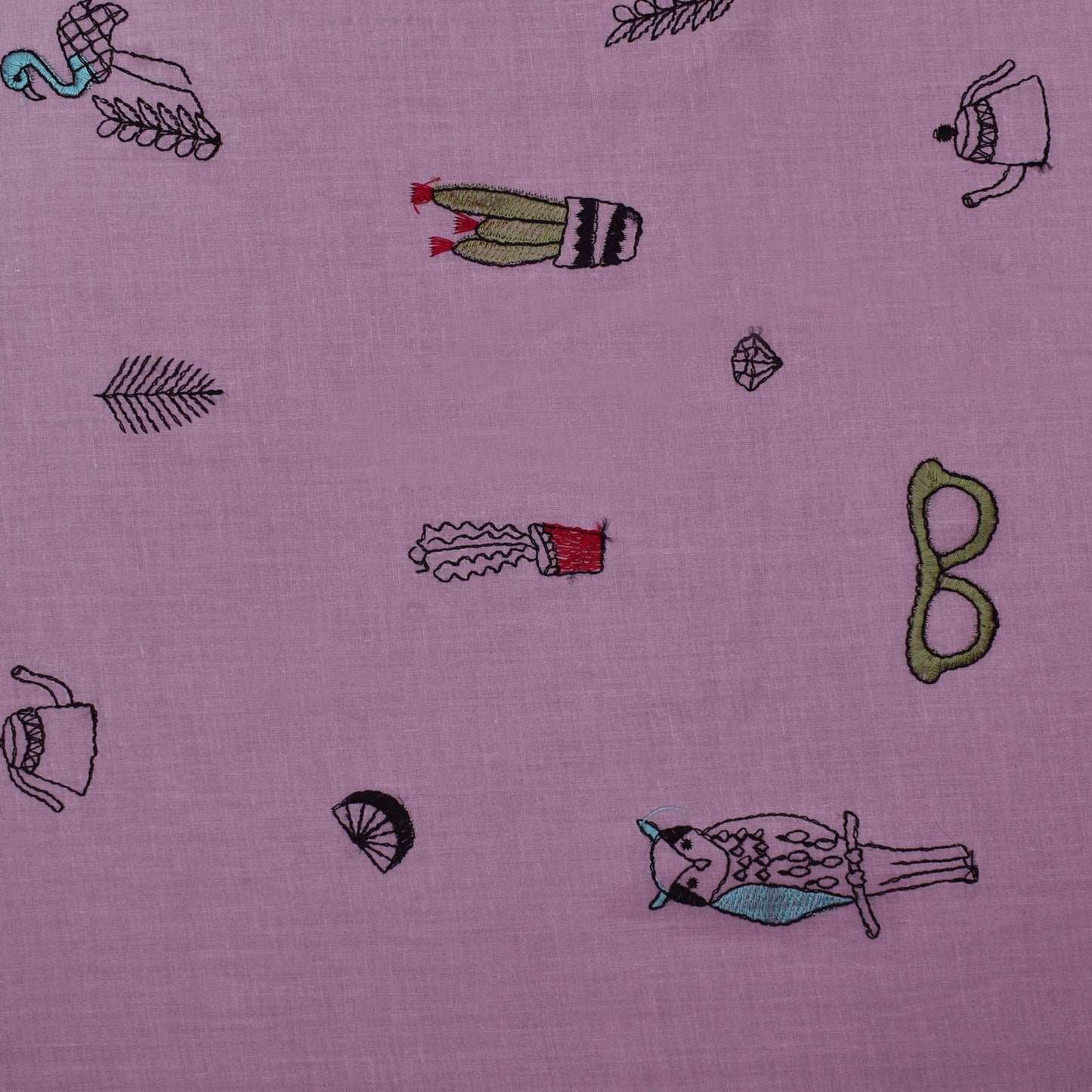 Pink Color Cotton Embroidery Fabric