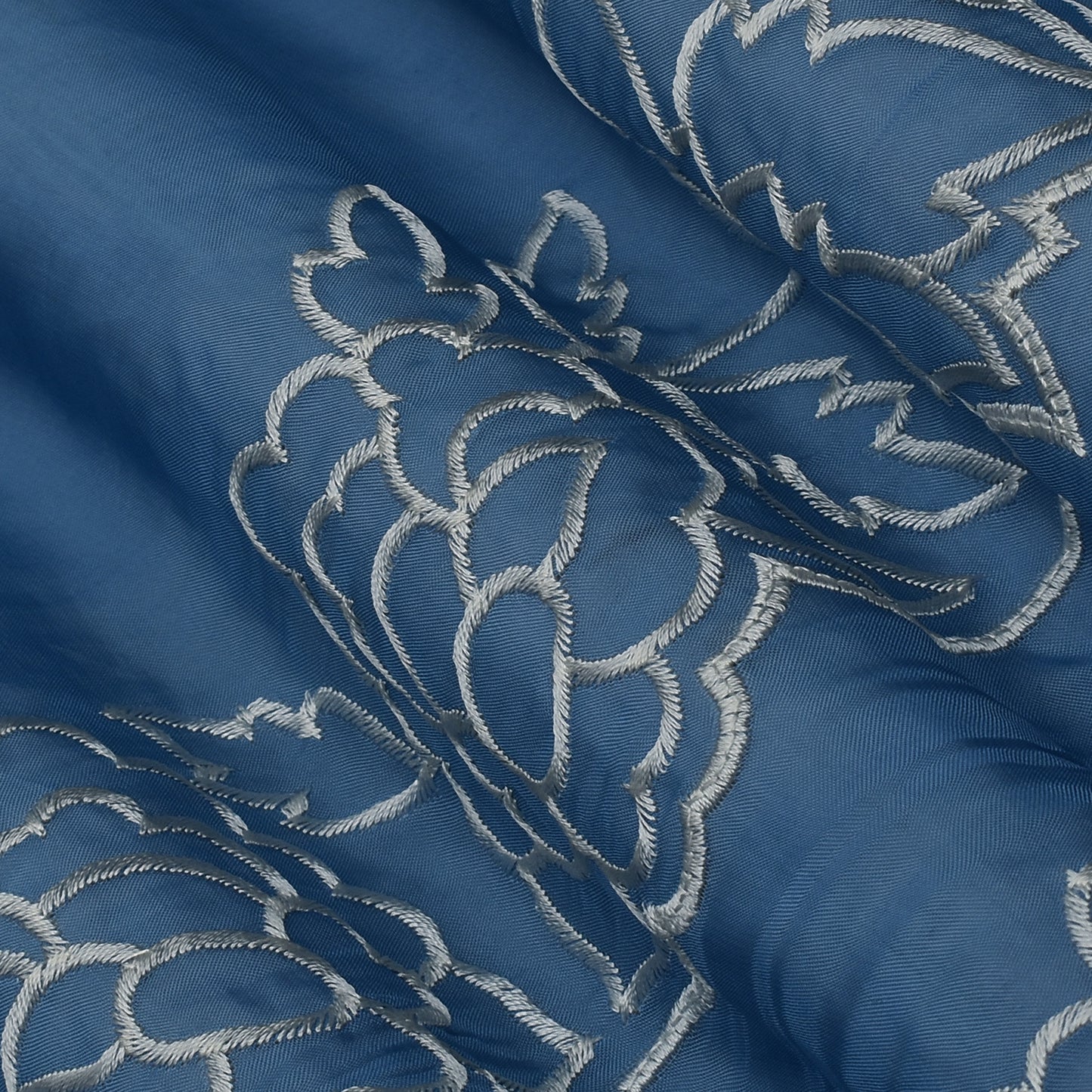 Blue Color Organza Border Embroidery Fabric