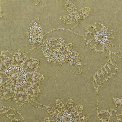 Lemon Color Georgette Embroidery Fabric