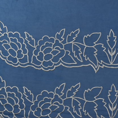 Blue Color Organza Border Embroidery Fabric