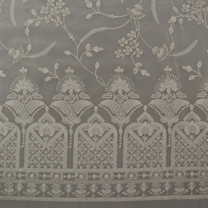 White Color Georgette Embroidery Fabric