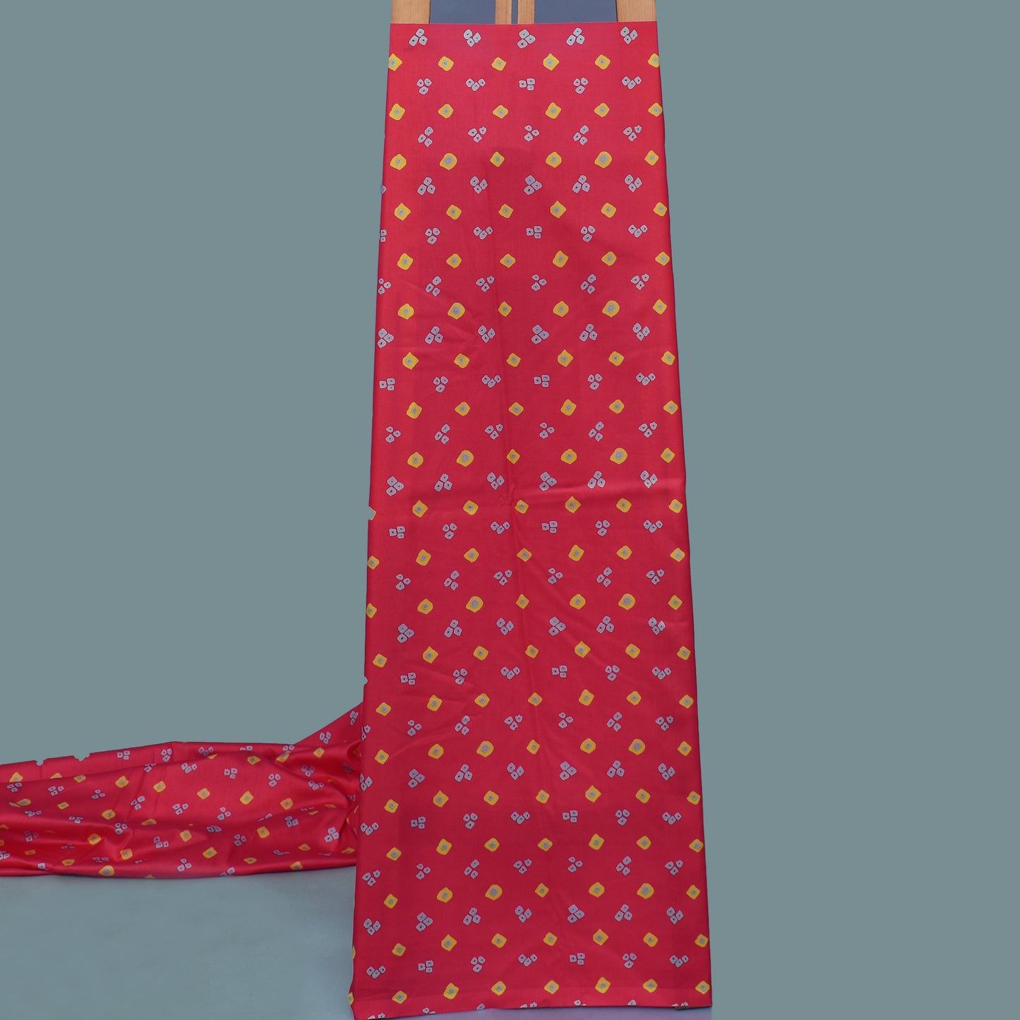 Deep Pink Color Slub Tussar Print Fabric