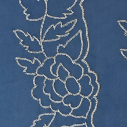 Blue Color Organza Border Embroidery Fabric