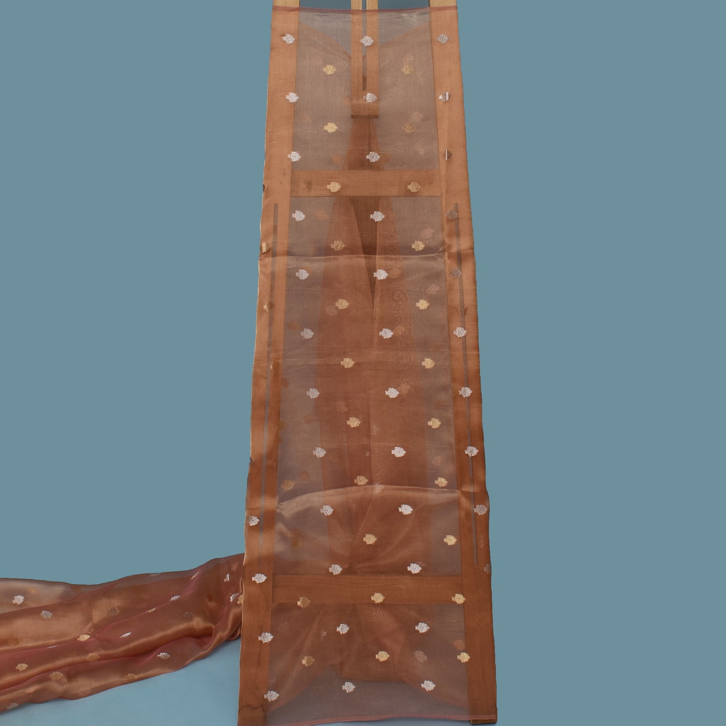 Peach Color Organza Tissue Booti Fabric