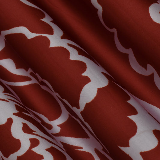 Red Color Georgette Digital Satin Print Fabric