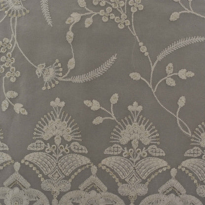 White Color Georgette Embroidery Fabric