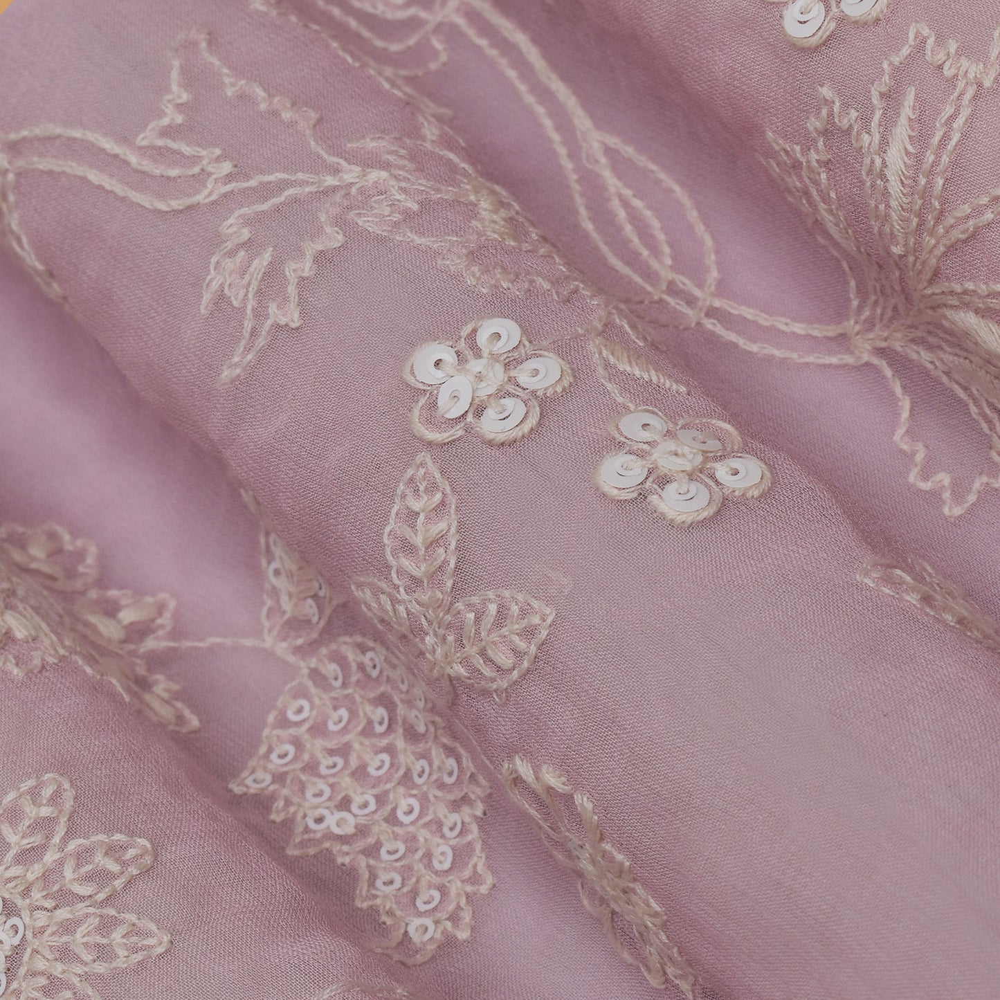 Pink Color Georgette Embroidery Fabric