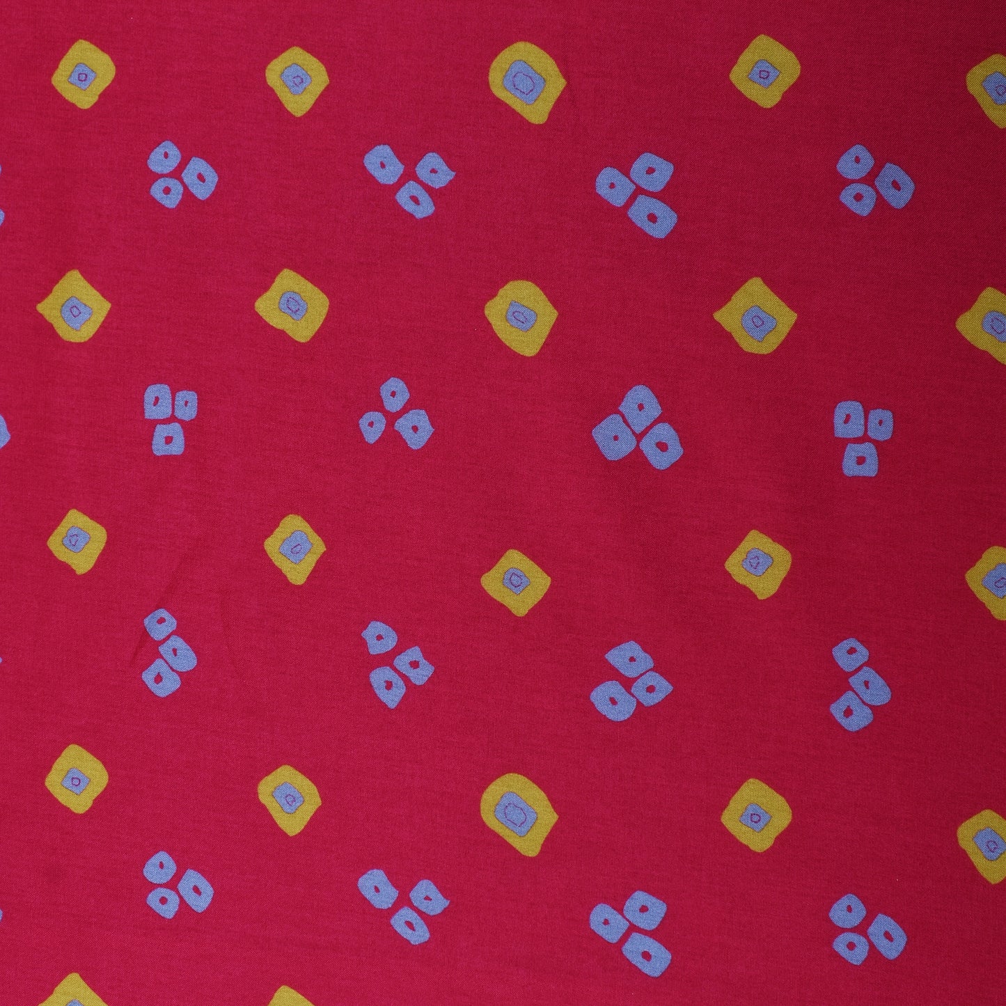 Deep Pink Color Slub Tussar Print Fabric