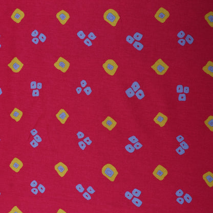 Deep Pink Color Slub Tussar Print Fabric