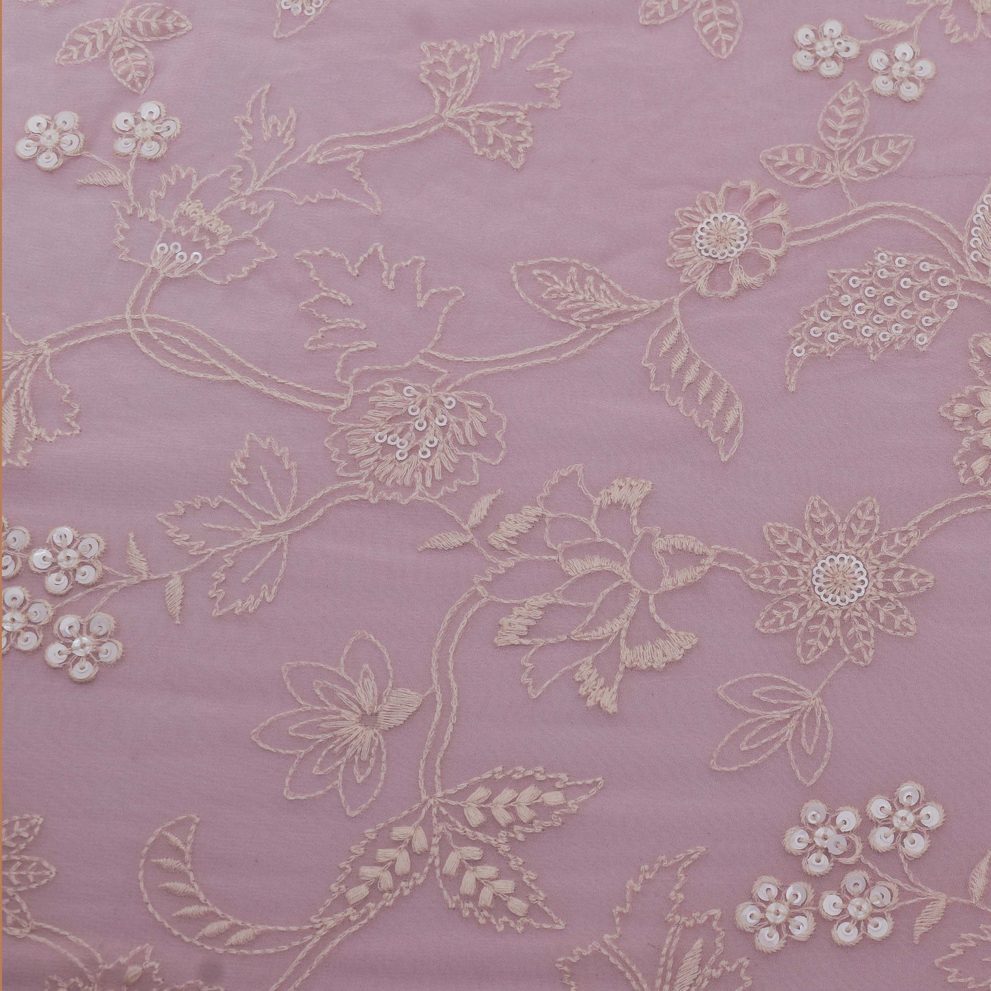 Pink Color Georgette Embroidery Fabric