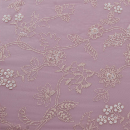 Pink Color Georgette Embroidery Fabric