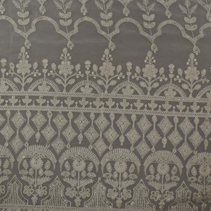 White Color Georgette Embroidery Fabric