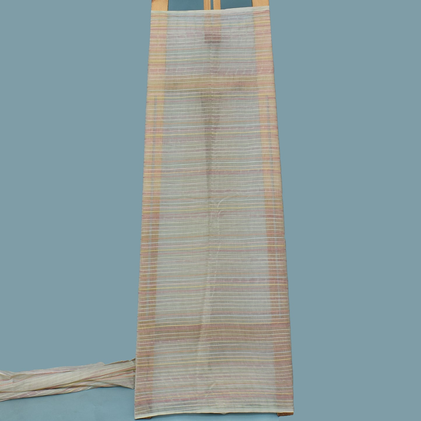 Off White Color Chanderi Kantha Work Tie And Dye Fabric