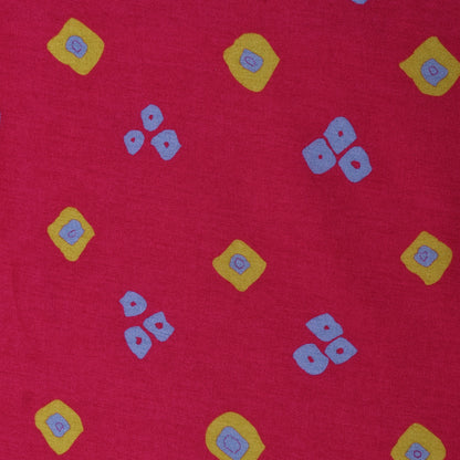 Deep Pink Color Slub Tussar Print Fabric