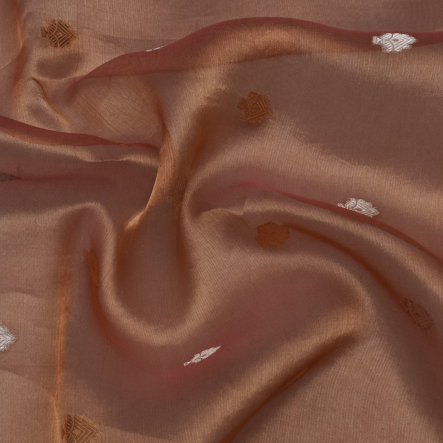 Peach Color Organza Tissue Booti Fabric