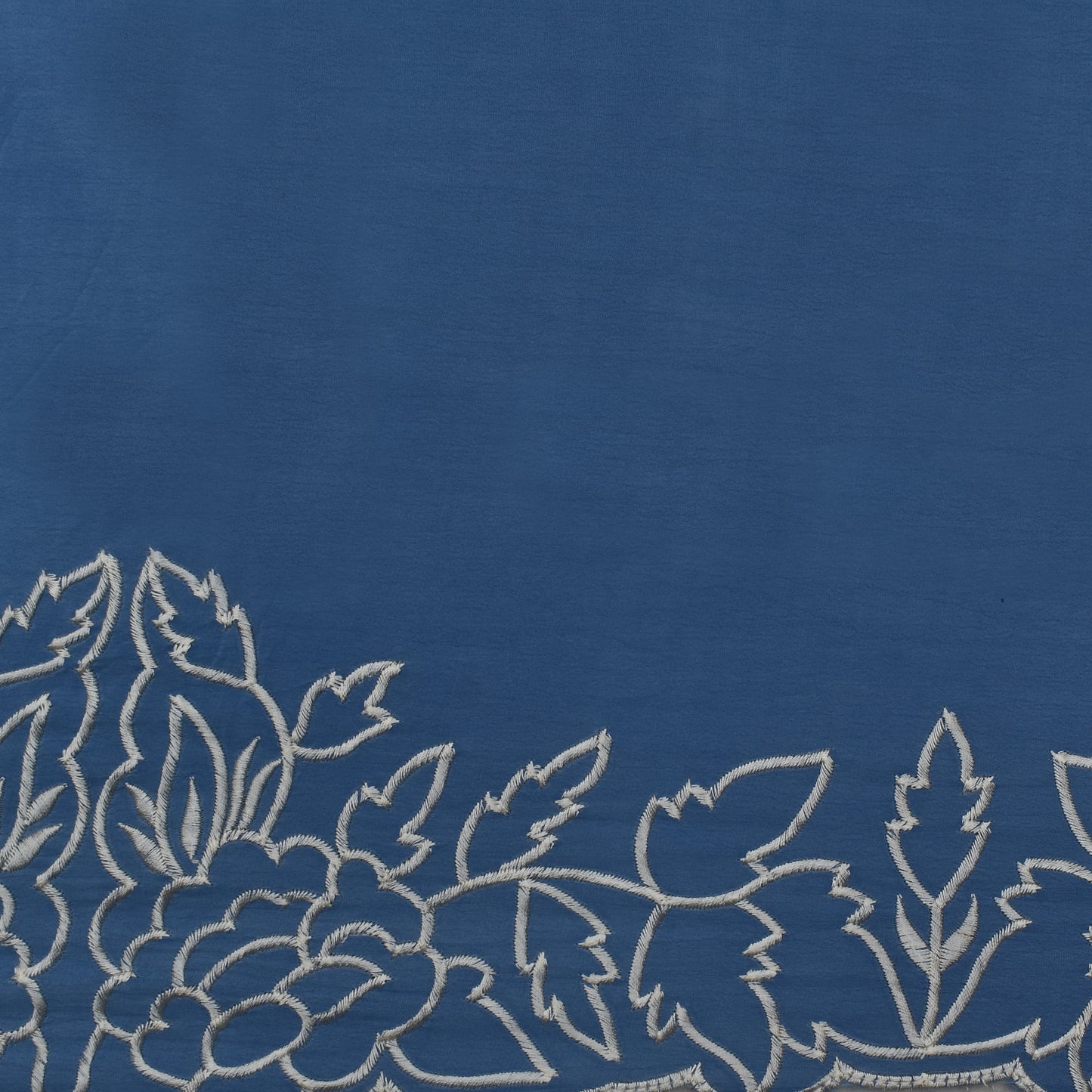 Blue Color Crepe Border Embroidery Fabric