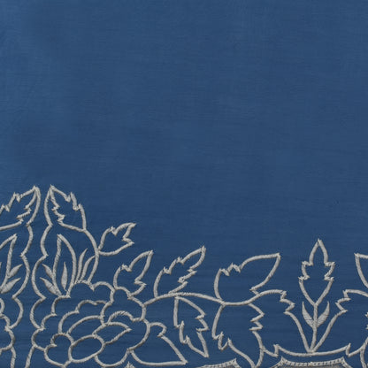 Blue Color Crepe Border Embroidery Fabric