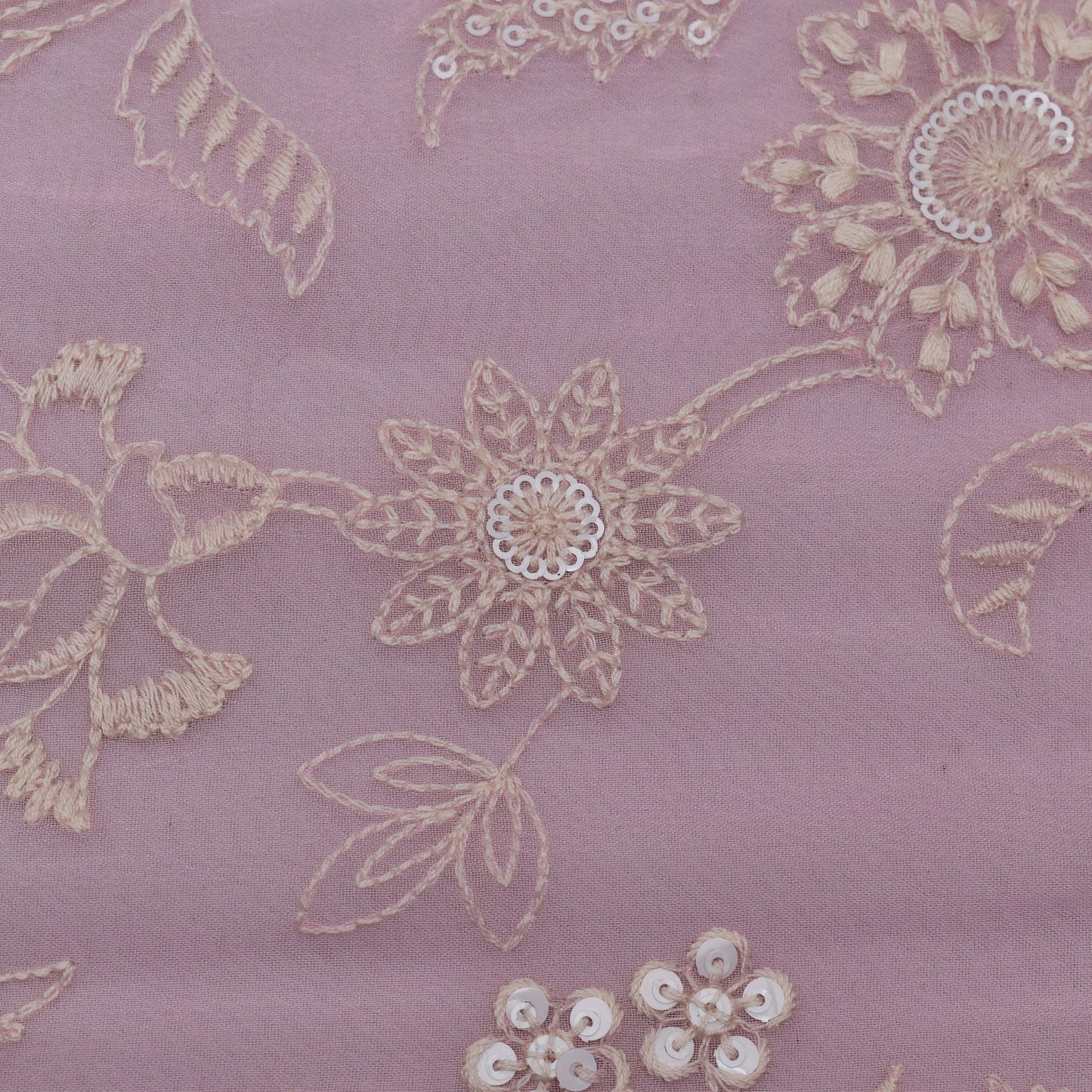 Pink Color Georgette Embroidery Fabric