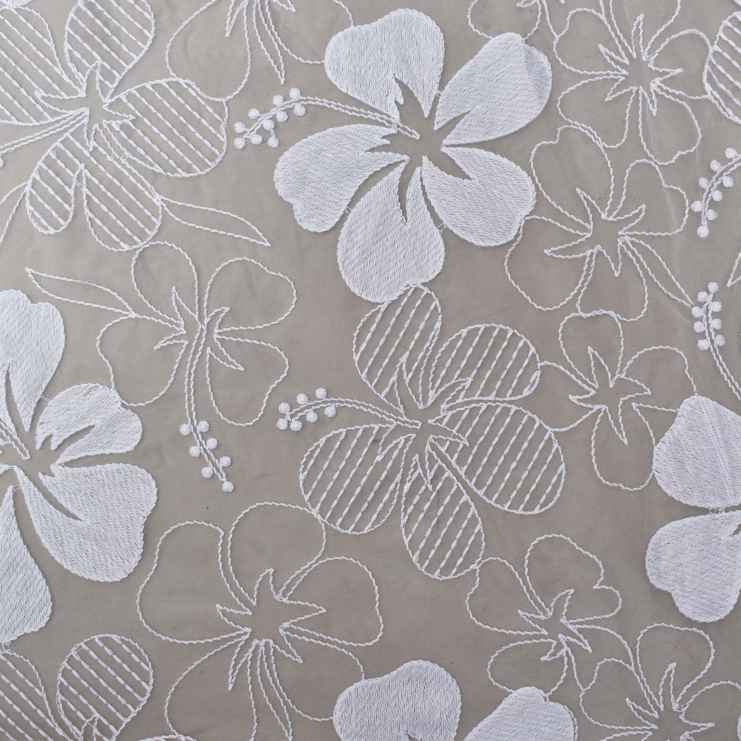 White Color Organza Embroidery Fabric