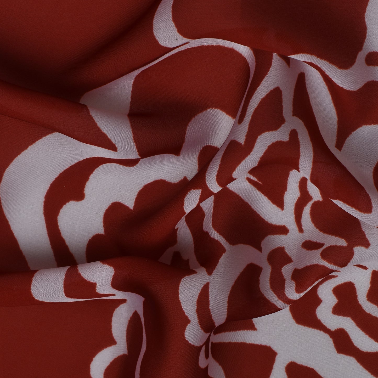 Red Color Georgette Digital Satin Print Fabric