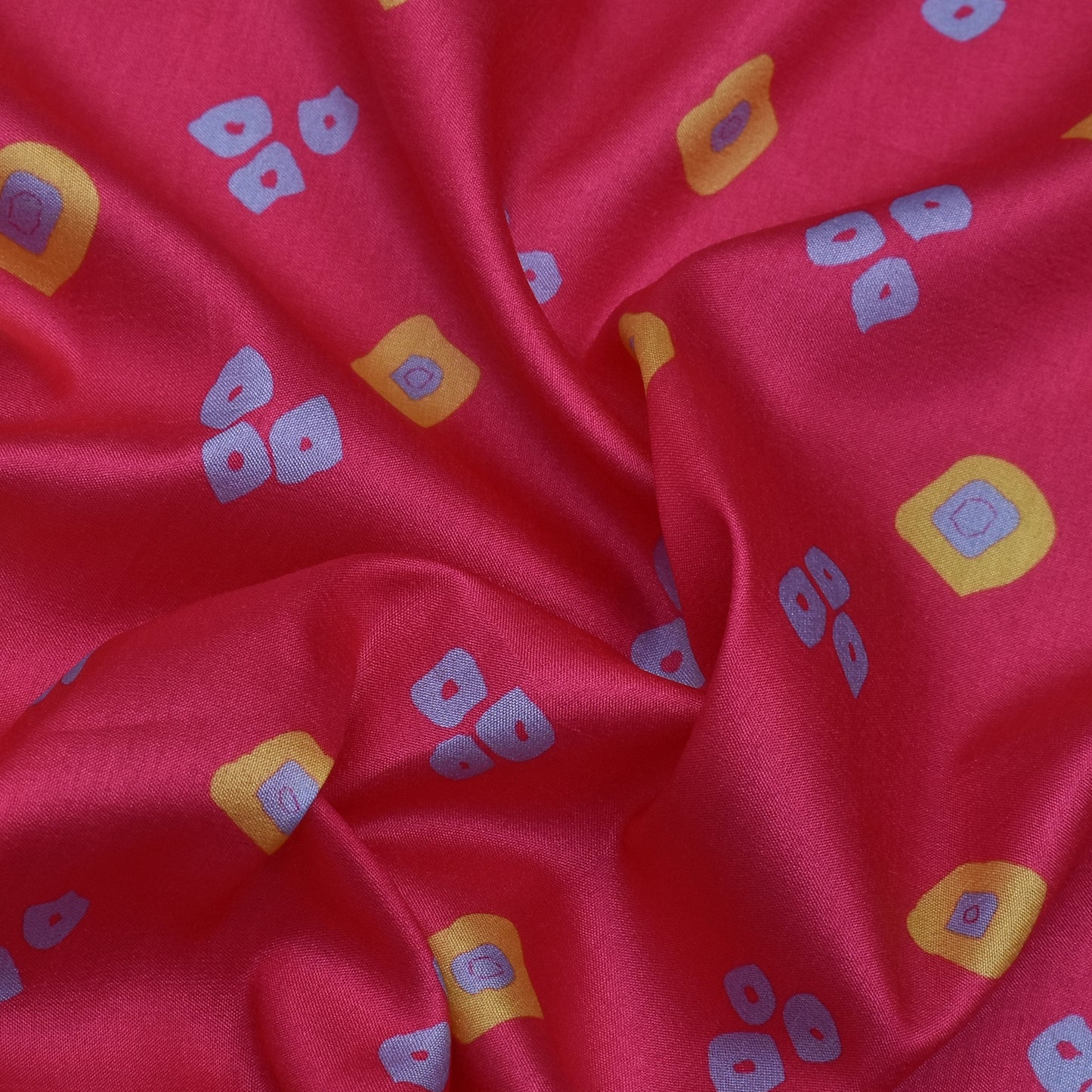 Deep Pink Color Slub Tussar Print Fabric