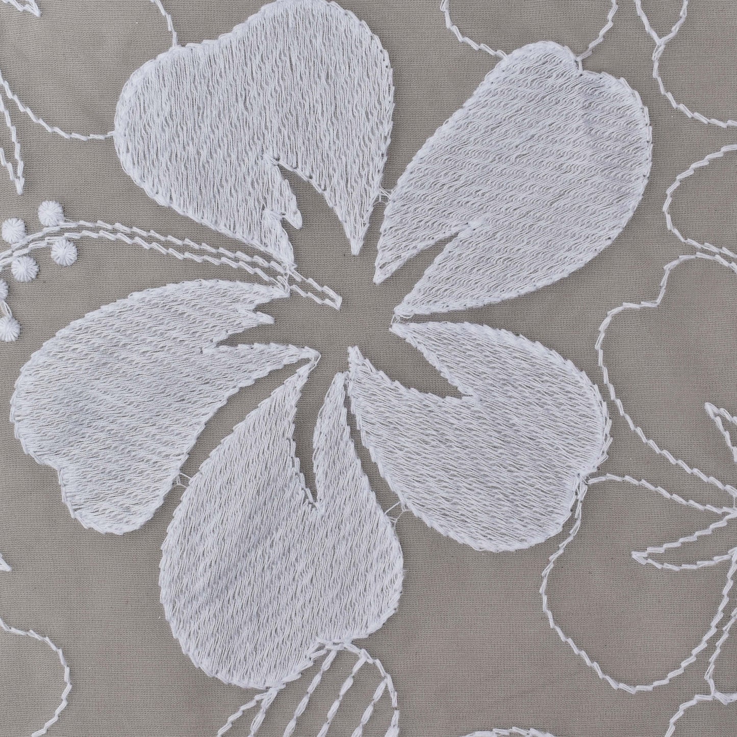 White Color Organza Embroidery Fabric