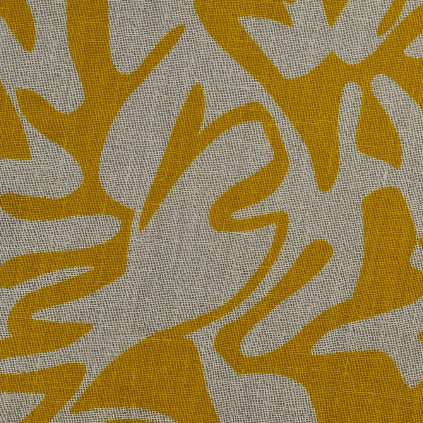 Yellow Color Linen Print Fabric