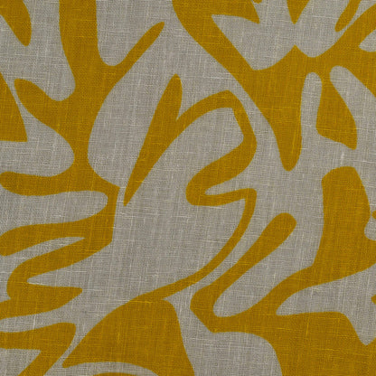 Yellow Color Linen Print Fabric