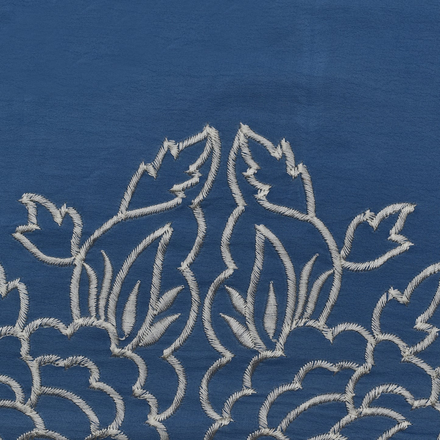 Blue Color Crepe Border Embroidery Fabric