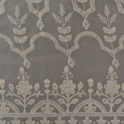 White Color Georgette Embroidery Fabric