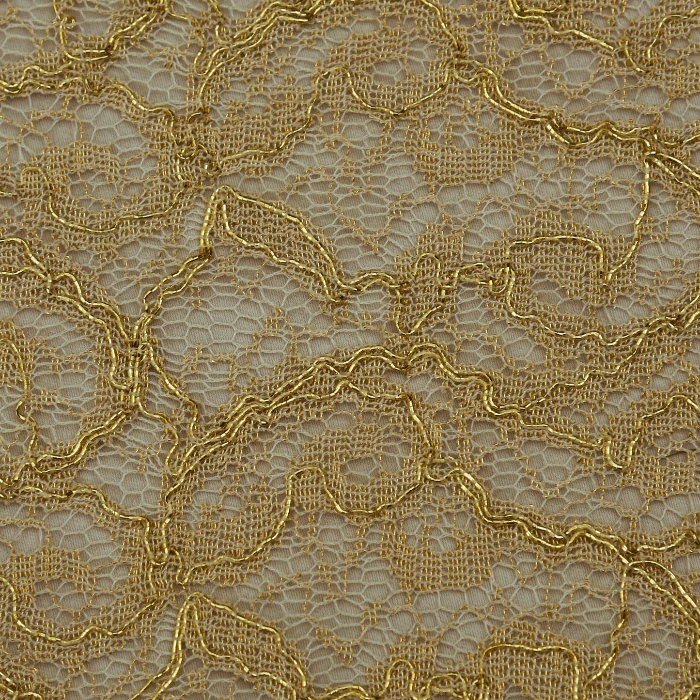 Beige Color Chantilly Net Fabric