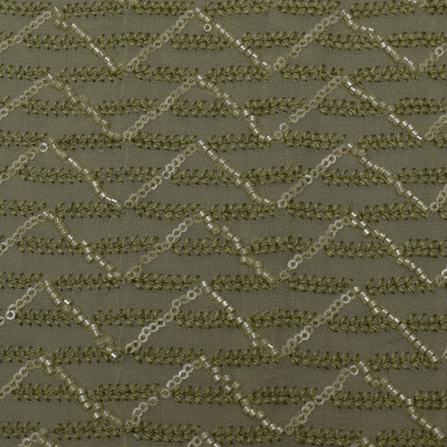 Pista Green Color Georgette Embroidery Fabric