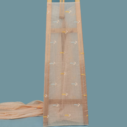 Peach Color Chanderi Booti Fabric