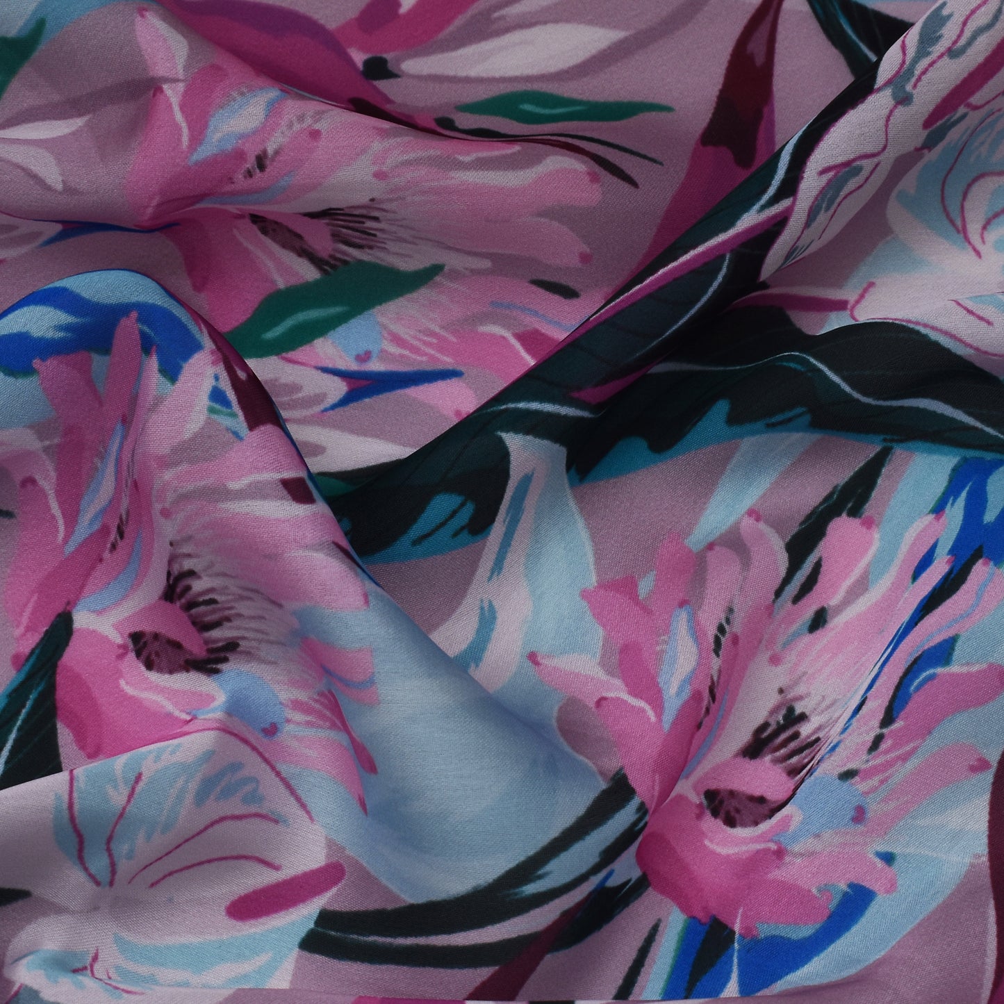 Multi Color Georgette Satin Print Fabric