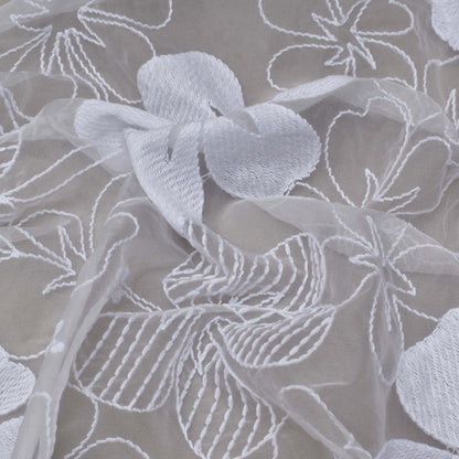 White Color Organza Embroidery Fabric