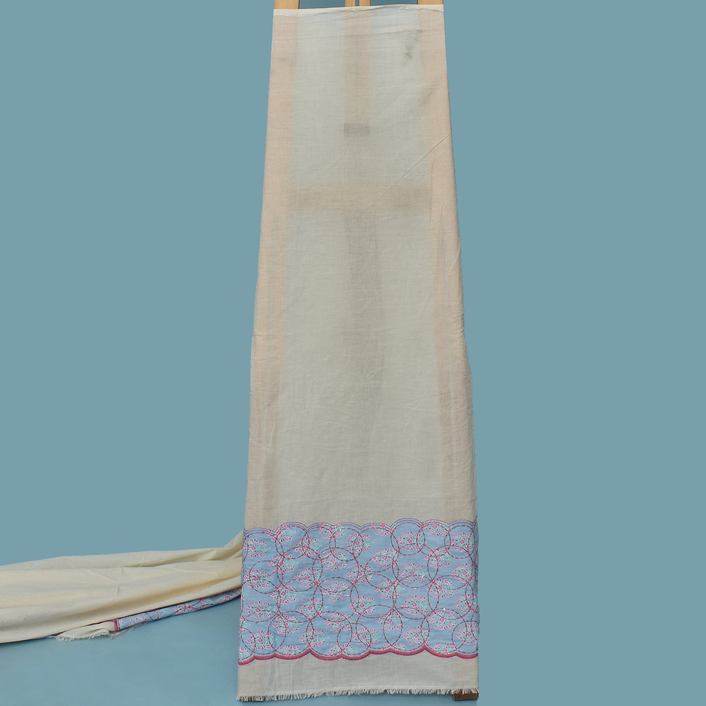 Off White Color Kora Cotton Plazo Fabric