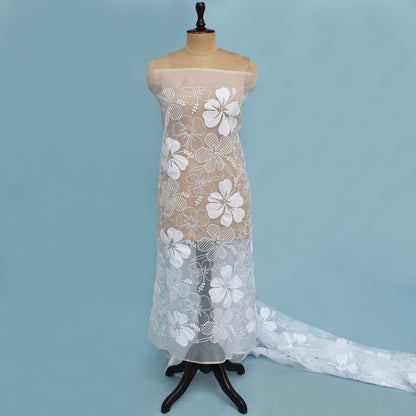 White Color Organza Embroidery Fabric