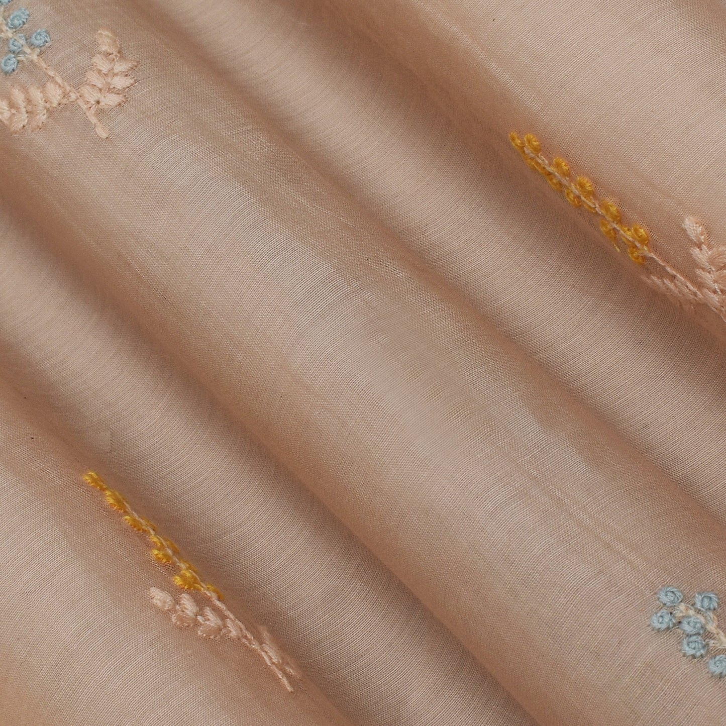 Peach Color Chanderi Booti Fabric