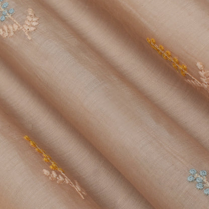 Peach Color Chanderi Booti Fabric